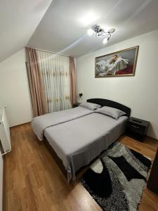 a bedroom with a large bed and a window at Casa Danci Centru in Borşa