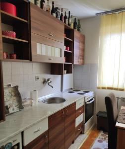 a kitchen with a sink and a stove at Stan na dan Pale Apartman Danica in Pale