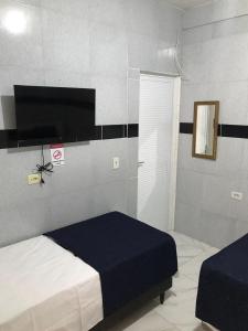 a bedroom with a bed and a television in a room at Pousada Caminho de Moises in Maragogi