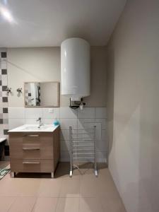 La salle de bains est pourvue d'un lavabo et d'un miroir. dans l'établissement ALTA, à Bourg-lès-Valence