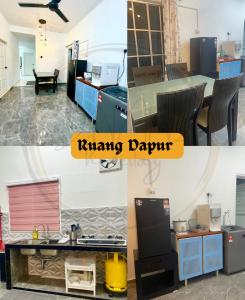 een collage van foto's van een keuken en een woonkamer bij Dnanz homestay klebang MUSLIM SHJ in Melaka