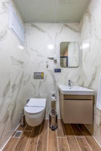 ein weißes Bad mit einem Waschbecken und einem WC in der Unterkunft The Business Class Hotel in Istanbul