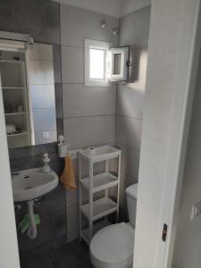 een kleine badkamer met een toilet en een wastafel bij Playgarza relax in Telde