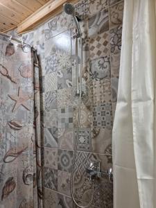 bagno con doccia e tenda doccia di GS Home a Gythio