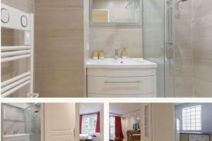 twee foto's van een badkamer met een wastafel en een douche bij Charming 49 m love nest in Cannes in Cannes