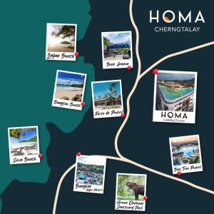 um mapa das atrações e locais de interesse de Hanoi em HOMA Cherngtalay Phuket em Bang Tao Beach