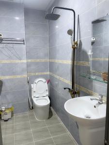 頭頓的住宿－Hotel Hoàng Phúc，一间带卫生间和水槽的浴室