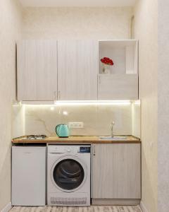 Il comprend une cuisine équipée d'un lave-linge et d'un évier. dans l'établissement Luxury flat near Opera, à Lviv