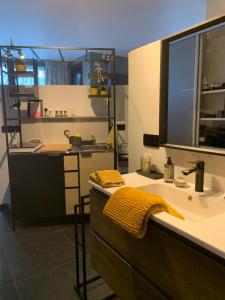 Kuchyň nebo kuchyňský kout v ubytování Guestsuite The Nest