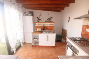 cocina pequeña con fregadero y fogones en Talia II apartement en Teguise