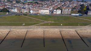 an aerial view of a field and a city at Space Apartments - One Bed Seafront Apartment 4 in Harwich