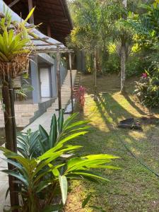 a yard with a house with trees and plants at Casa de Praia com piscina in São Sebastião +19 photos