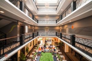 an overhead view of the lobby of a hospital at Zostel Goa (Anjuna) in Anjuna