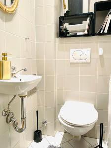uma casa de banho com um WC e um lavatório em Direct city center-privat rooms-5 Minutes Mariahilferstraße em Viena