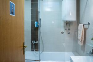 eine Dusche mit Glastür im Bad in der Unterkunft Apartman Red Rose in Banja Luka