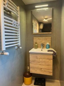 a bathroom with a sink and a mirror at Wave Home 2 in Castel Gandolfo