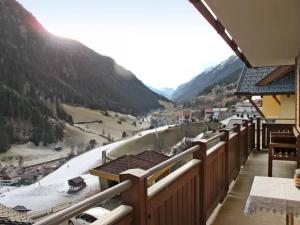 a balcony with a view of a mountain at Haus Paznaun in Kappl