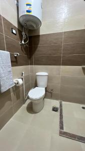 La salle de bains est pourvue de toilettes et d'un réservoir d'eau. dans l'établissement Pyramids Road, au Caire