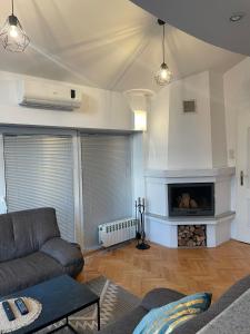 萨拉热窝Sarajevo View - Fresh air的带沙发和壁炉的客厅