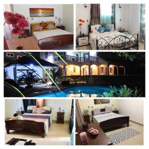 a collage of four pictures of a hotel room at Serenity Villa in Balaclava