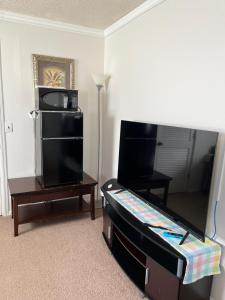 ein Wohnzimmer mit einem Bett und einem TV in der Unterkunft Executive Room in North Fort Myers