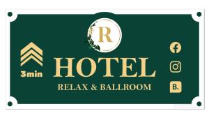 a green and gold logo for hotel relax and ballroom at Hotel Relax Craiova in Craiova