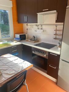 a kitchen with a stove and a sink at BAHIÑA MAR in Baiona