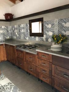 a kitchen with a sink and a stove in it at Finca el Fuenton in Málaga