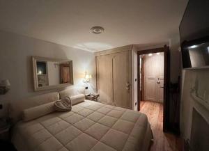 een slaapkamer met een groot bed in een kamer bij La casetta del cuore tra terme e montagna in Pré-Saint-Didier