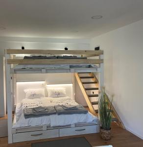 Poschodová posteľ alebo postele v izbe v ubytovaní Apartman Mr Guest Krapina