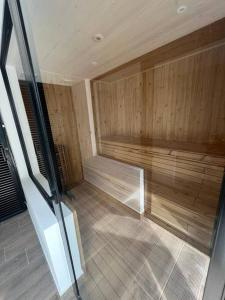 a sauna in a house with wooden walls at Luxury apartments en el Oeste de Cali 604 in Cali