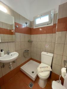 a bathroom with a toilet and a sink at Afrodite II in Sarti