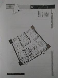 a drawing of a floor plan on a white paper at AMAZING REFORMA APARTMENT, 2 brms 2 bath, AWESOME in Mexico City
