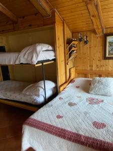 a bedroom with two bunk beds in a cabin at Stella Alpina, in Via Medail con vista incantevole sulle Alpi in Bardonecchia