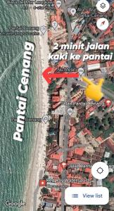 a map of a beach next to the water at Nu Melati Hotel in Pantai Cenang