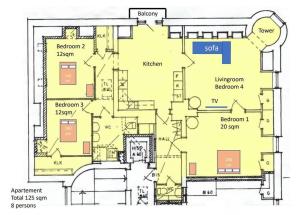 Planimetria di Stor lägenhet för familj eller företag