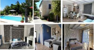 kolaż zdjęć salonu i domu w obiekcie Gîte 3* Piscine Spa entre ZOO BEAUVAL FUTUROSCOPE CHATEAUX LOIRE w mieście Sainte-Maure-de-Touraine
