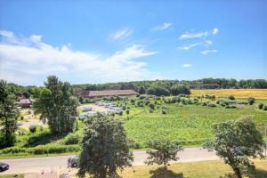 eine Aussicht über einen Park mit Bäumen und einem Feld in der Unterkunft Ferienpark - Haus O, App 0O0501 in Heiligenhafen