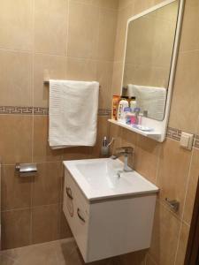 a bathroom with a sink and a mirror at Luxury Two Bedroom Flat in Blagoevgrad