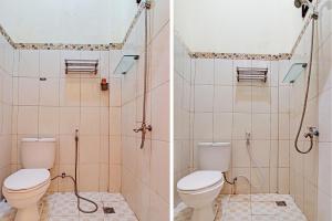 - deux photos d'une salle de bains avec deux toilettes dans l'établissement OYO 92800 Lestari Baru Syariah, à Bangkinang