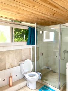 a bathroom with a toilet and a shower at Studio cosy sur la corniche in Dakar