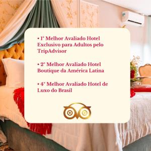 Cartel de un dormitorio con cama en Le Boutique Hotel Gramado - Exclusivo para Casais, en Gramado