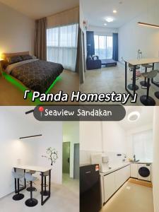 - une chambre avec un lit et une table dans l'établissement Super Comfort 2R2B Luxury Seaview Sandakan, à Sandakan