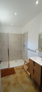 博凱爾的住宿－UNE CHOUETTE MAISON，带淋浴和盥洗盆的浴室