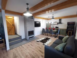 Televízia a/alebo spoločenská miestnosť v ubytovaní Apartament NA PIĘTERKU