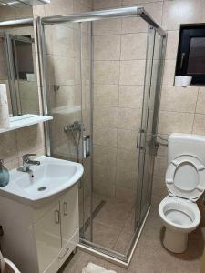 Vikendica Ružica في بال: حمام مع دش ومرحاض ومغسلة