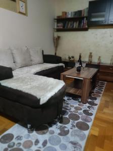 a living room with a couch and a coffee table at Stan na dan Pale Apartman Danica in Pale