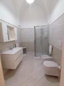 La salle de bains est pourvue d'une douche, de toilettes et d'un lavabo. dans l'établissement ELISEA HOUSE MARIO PAGANO, à Oria