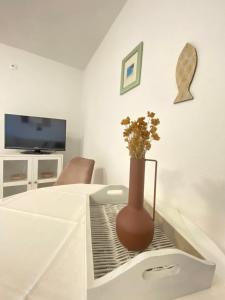 Televízia a/alebo spoločenská miestnosť v ubytovaní Villa Grim