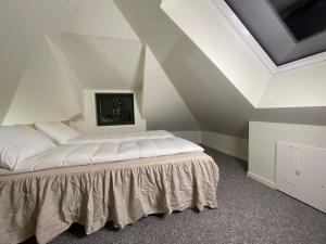 1 dormitorio con 1 cama grande en el ático en The Yellow House Nr 11 by Berti’s en Stavanger